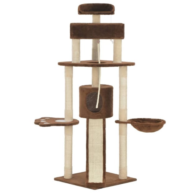 Cat Tree With Sisal Scratching Posts Brown 145 Cm Image 2