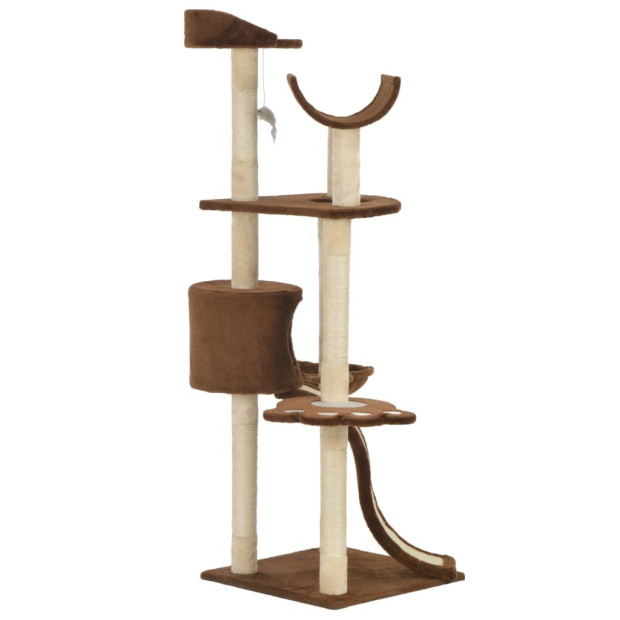 Cat Tree With Sisal Scratching Posts Brown 145 Cm Image 3