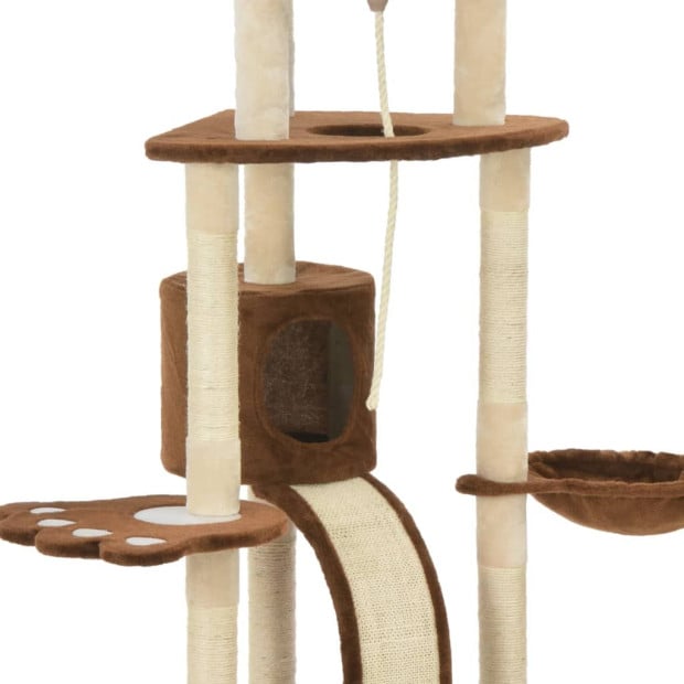 Cat Tree With Sisal Scratching Posts Brown 145 Cm Image 4