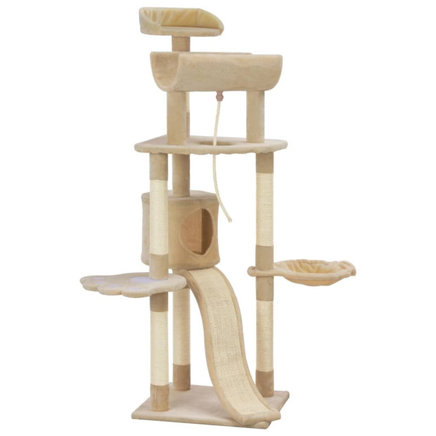 Cat Tree With Sisal Scratching Posts Beige 145 Cm