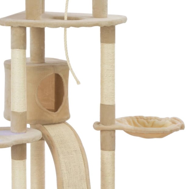 Cat Tree With Sisal Scratching Posts Beige 145 Cm Image 4