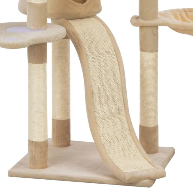 Cat Tree With Sisal Scratching Posts Beige 145 Cm Image 6