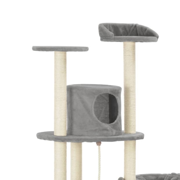 Cat Tree With Sisal Scratching Posts Grey 160 Cm Image 4