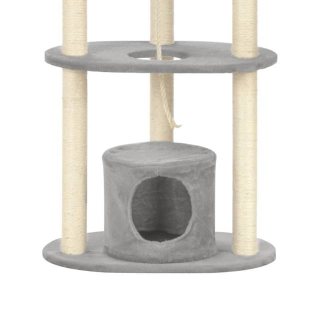 Cat Tree With Sisal Scratching Posts Grey 160 Cm Image 6