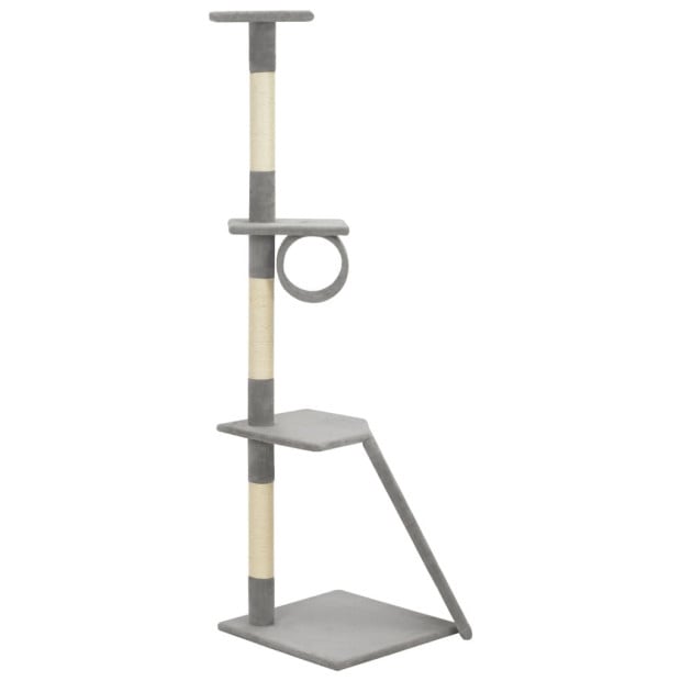 Cat Tree With Sisal Scratching Posts Grey 160 Cm Image 2