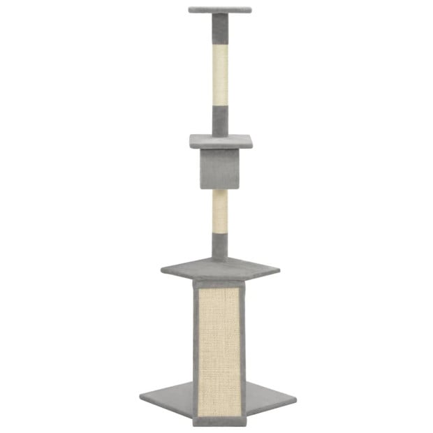 Cat Tree With Sisal Scratching Posts Grey 160 Cm Image 3
