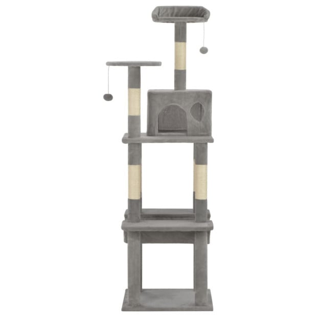 Cat Tree With Sisal Scratching Posts Grey 165 Cm Image 2