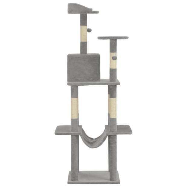 Cat Tree With Sisal Scratching Posts Grey 165 Cm Image 3