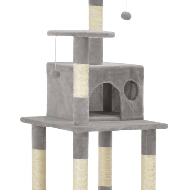 Cat Tree With Sisal Scratching Posts Grey 165 Cm Image 4