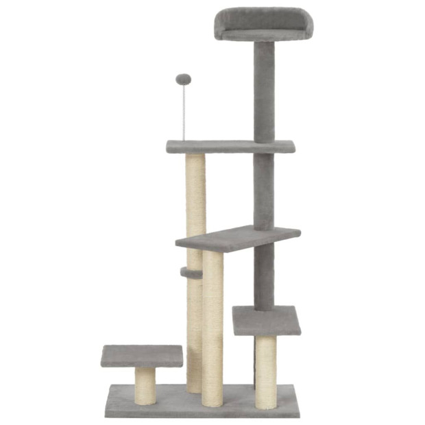Cat Tree With Sisal Scratching Post Grey 125 Cm Image 2