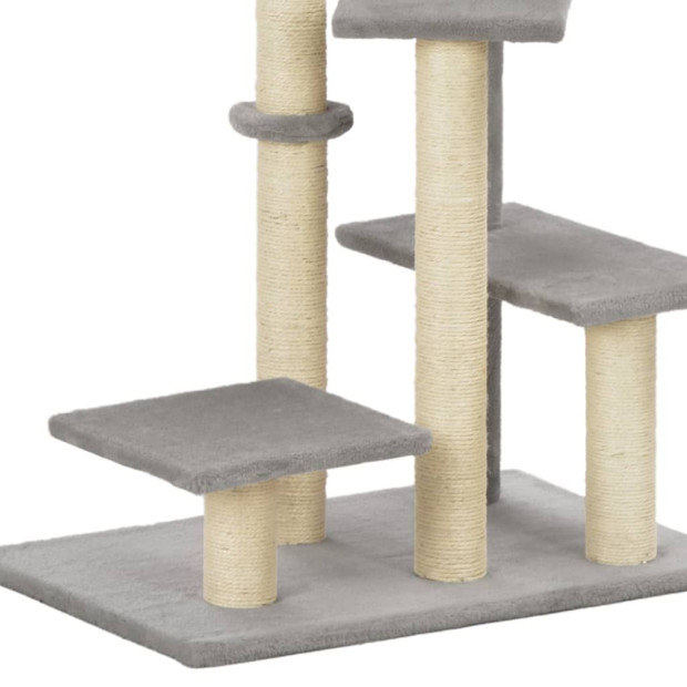 Cat Tree With Sisal Scratching Post Grey 125 Cm Image 6