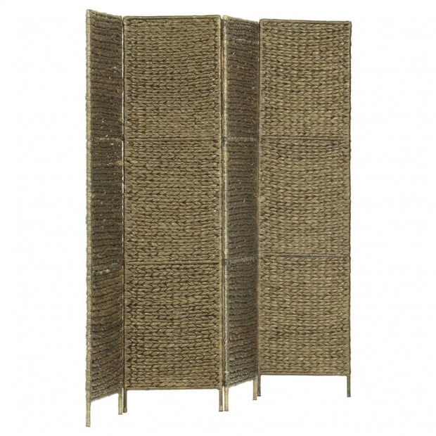 4-panel Room Divider Brown 154x160 Cm Water Hyacinth Image 2