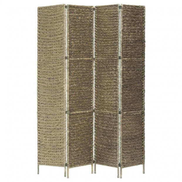 4-panel Room Divider Brown 154x160 Cm Water Hyacinth Image 3