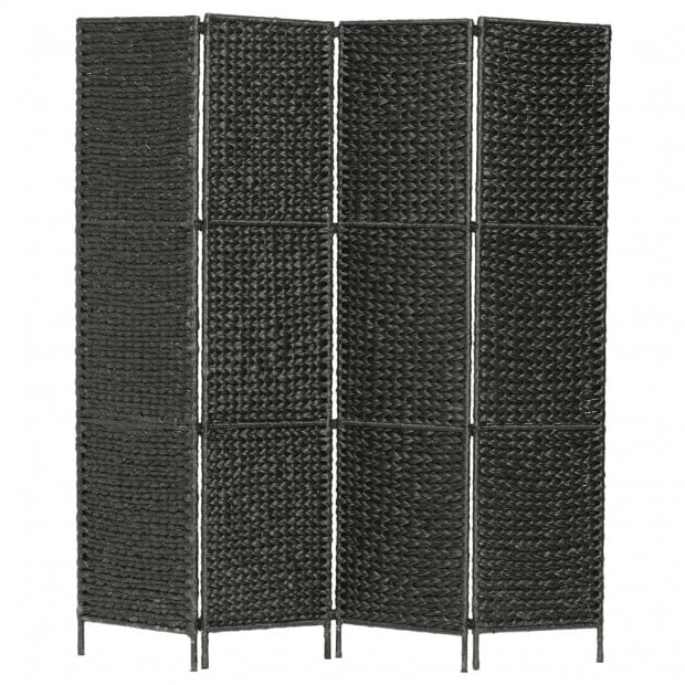 4-panel Room Divider Black 154x160 Cm Water Hyacinth