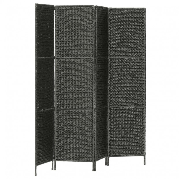4-panel Room Divider Black 154x160 Cm Water Hyacinth Image 3