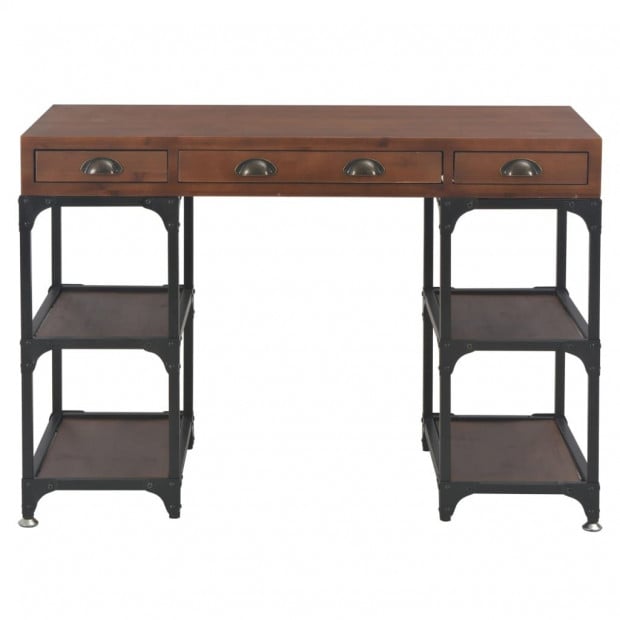 Desk With 3 Drawers 110x50x78 Cm Solid Fir Wood Image 2