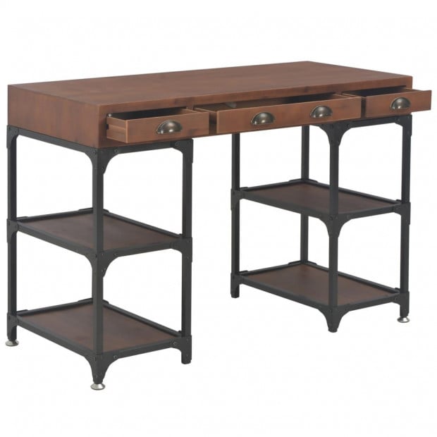 Desk With 3 Drawers 110x50x78 Cm Solid Fir Wood Image 3
