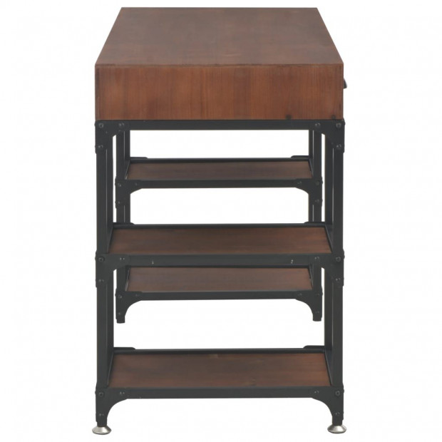 Desk With 3 Drawers 110x50x78 Cm Solid Fir Wood Image 5