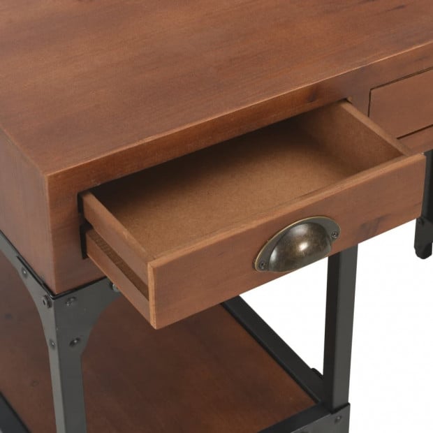 Desk With 3 Drawers 110x50x78 Cm Solid Fir Wood Image 7