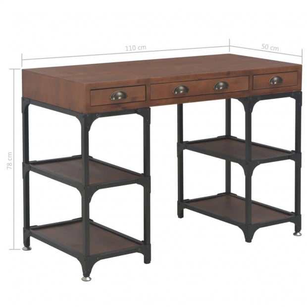 Desk With 3 Drawers 110x50x78 Cm Solid Fir Wood Image 9