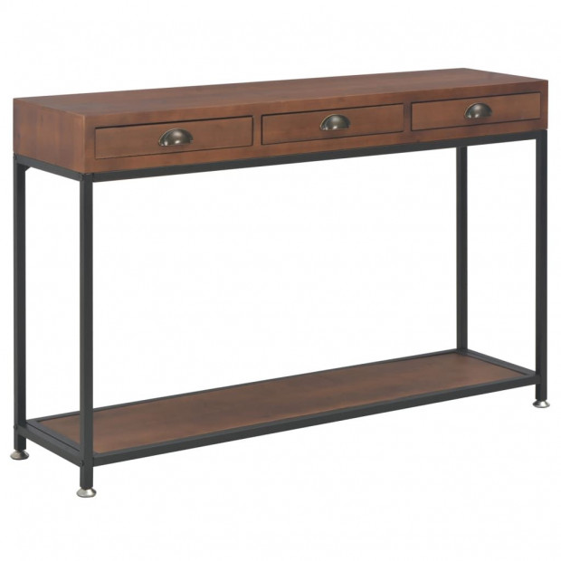 Console Table With 3 Drawers 120x30x76 Cm Solid Fir Wood