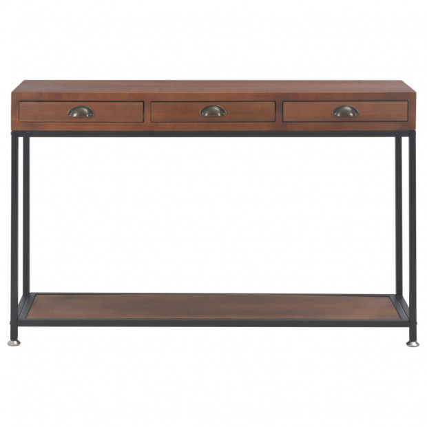 Console Table With 3 Drawers 120x30x76 Cm Solid Fir Wood Image 3