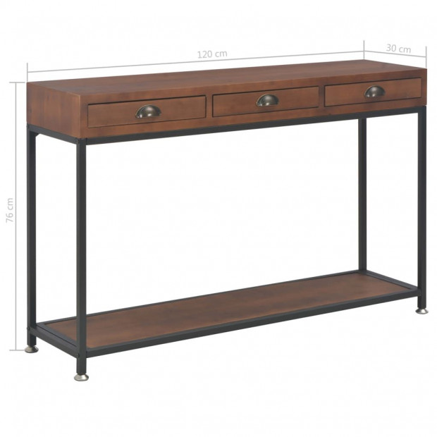 Console Table With 3 Drawers 120x30x76 Cm Solid Fir Wood Image 9