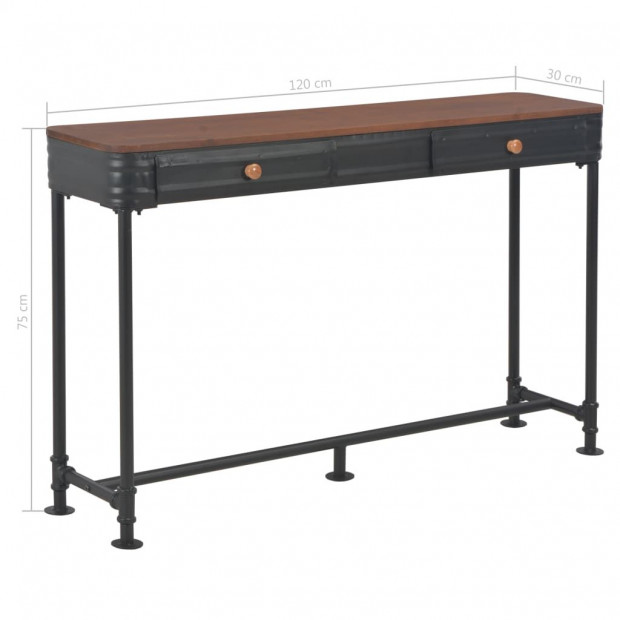 Console Table With 2 Drawers 120x30x75 Cm Solid Fir Wood Image 10