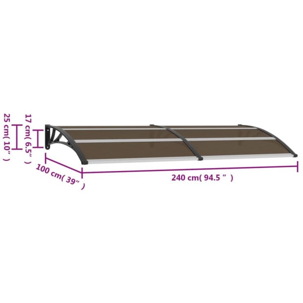 Door Canopy Black 240x100 Cm Polycarbonate Image 6