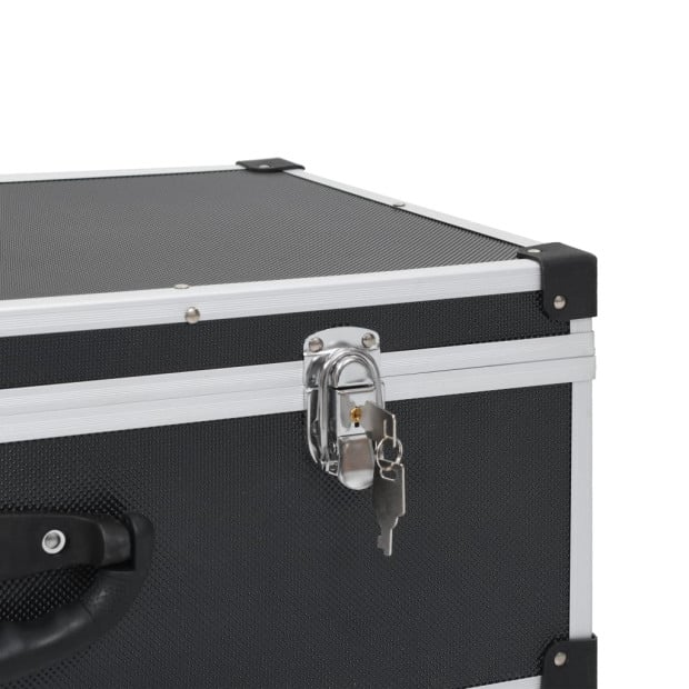 CD Case Storage Chest For 80 CDs Aluminium ABS Black Image 8