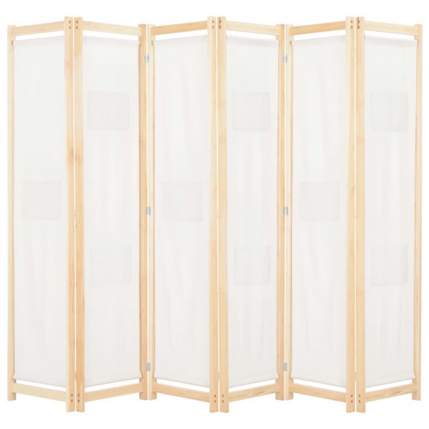 6-panel Room Divider Cream 240x170x4cm Fabric Cream