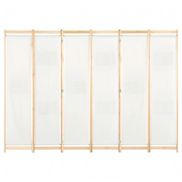 6-panel Room Divider Cream 240x170x4cm Fabric Cream Image 2