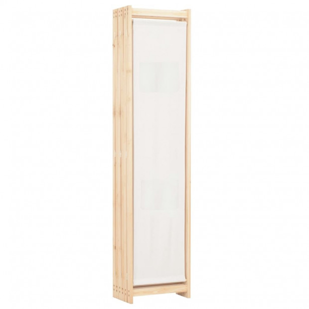 6-panel Room Divider Cream 240x170x4cm Fabric Cream Image 4