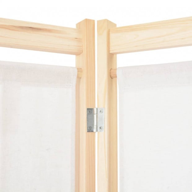 6-panel Room Divider Cream 240x170x4cm Fabric Cream Image 5