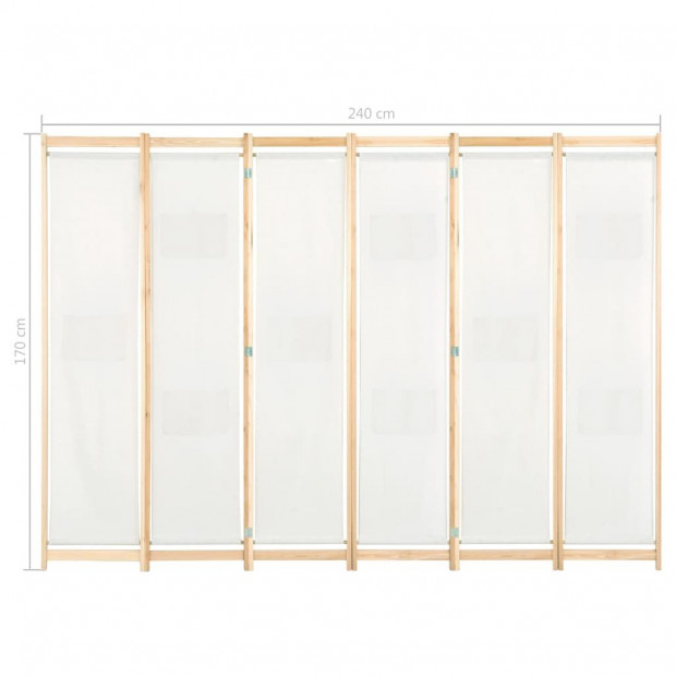 6-panel Room Divider Cream 240x170x4cm Fabric Cream Image 8