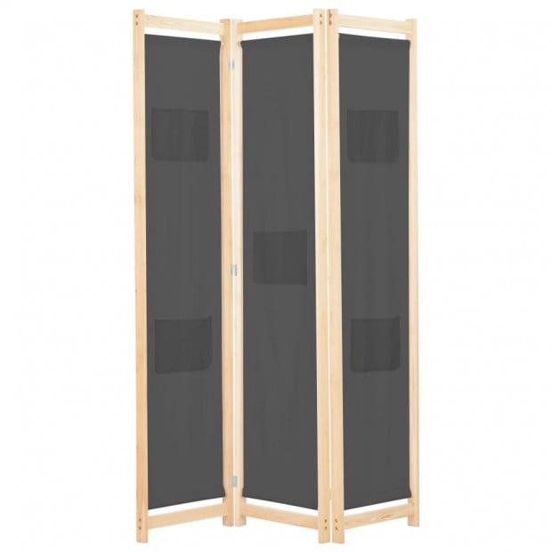 3-panel Room Divider Grey 120x170x4cm Fabric Grey
