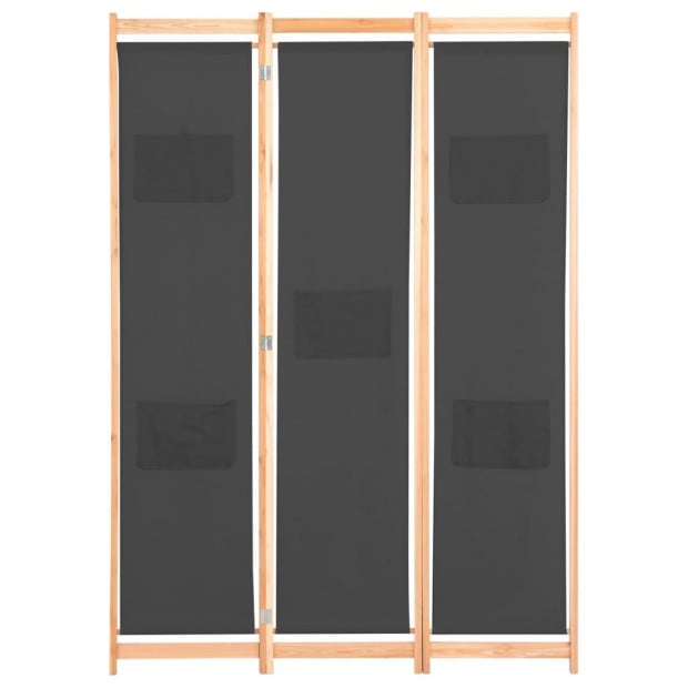 3-panel Room Divider Grey 120x170x4cm Fabric Grey Image 2