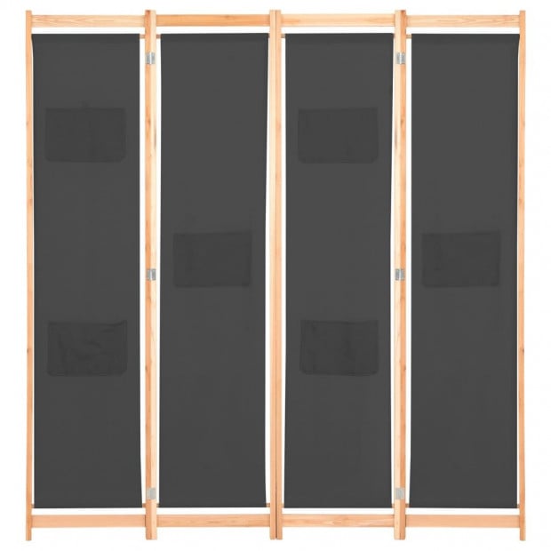 4-panel Room Divider Grey 160x170x4cm Fabric Grey Image 2
