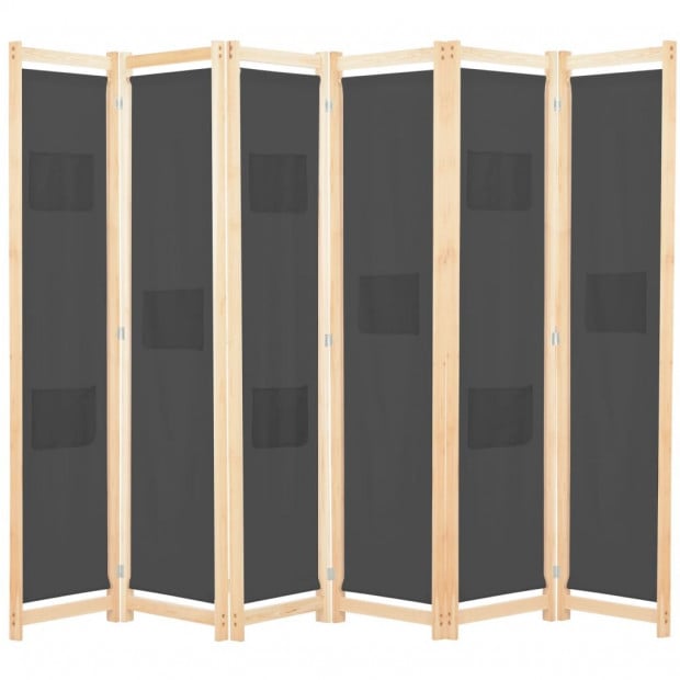 6-panel Room Divider Grey 240x170x4cm Fabric