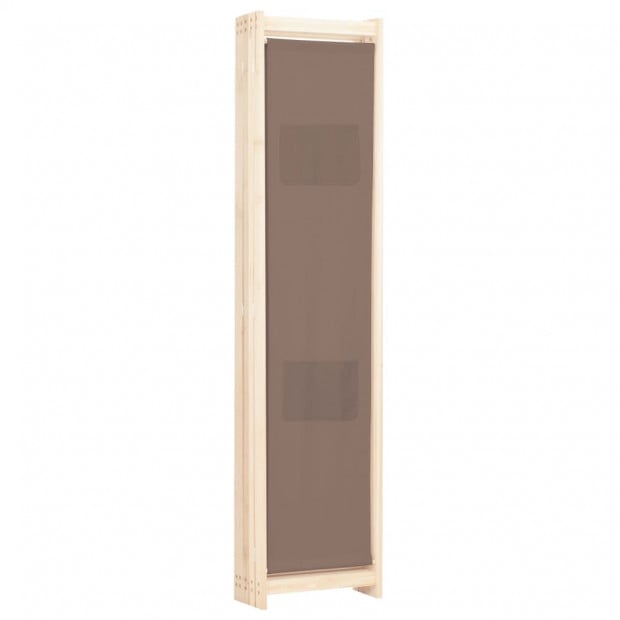 5-panel Room Divider Brown 200x170x4 Cm Fabric Image 4
