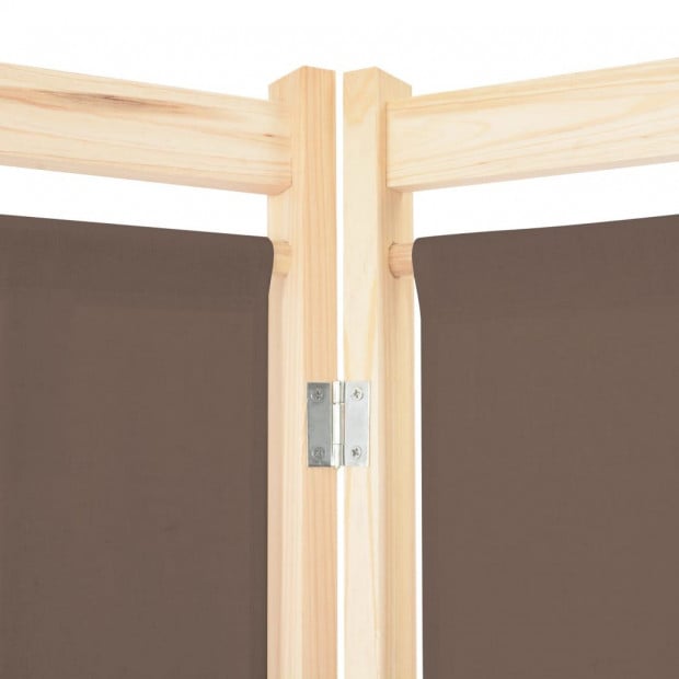 5-panel Room Divider Brown 200x170x4 Cm Fabric Image 5