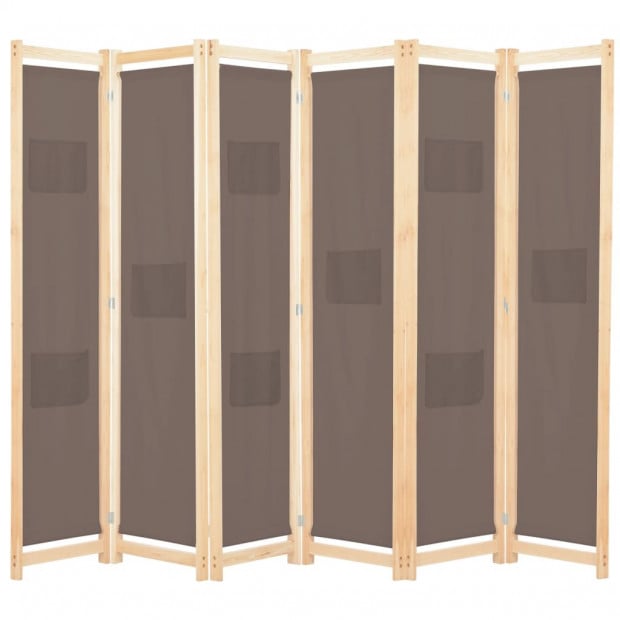 6-panel Room Divider Brown 240x170x4 Cm Fabric