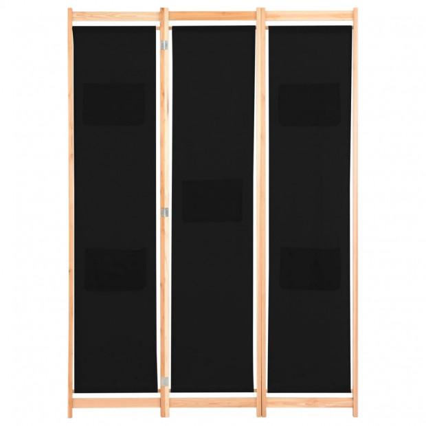 3-panel Room Divider Black 120x170x4 Cm Fabric Image 2