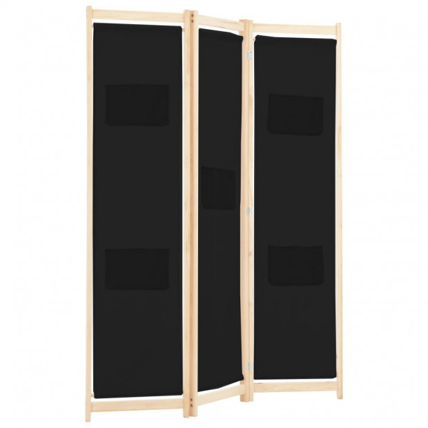 3-panel Room Divider Black 120x170x4 Cm Fabric Image 3