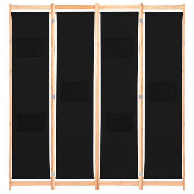4-panel Room Divider Black 160x170x4 Cm Fabric Image 2