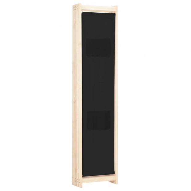 5-panel Room Divider Black 200x170x4 Cm Fabric Image 4