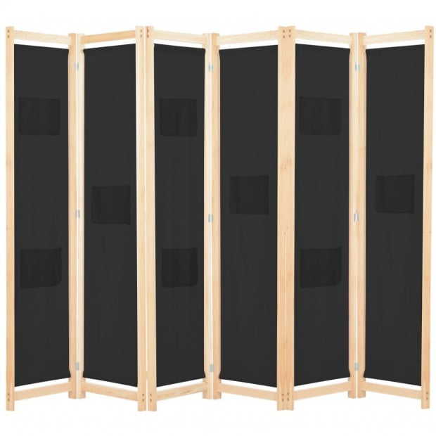 6-panel Room Divider Black 240x170x4 Cm Fabric