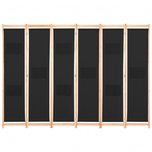 6-panel Room Divider Black 240x170x4 Cm Fabric Image 2