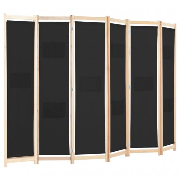 6-panel Room Divider Black 240x170x4 Cm Fabric Image 3