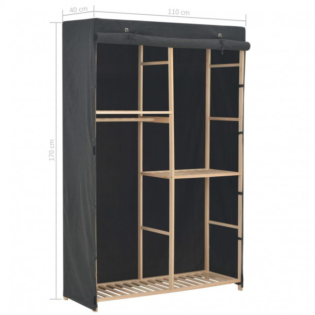 3-tier Wardrobe Grey 110x40x170 Cm Fabric Image 6